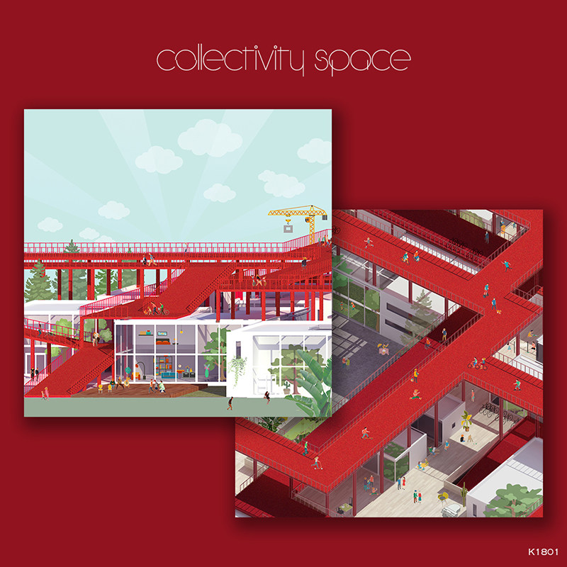 原创建筑插画立体毕业彩色小卡片