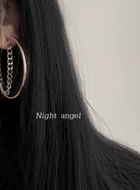 Night Angel 简约欧美镂空链条大耳圈显脸瘦百搭冷淡风耳环耳饰女