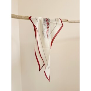 原创艺术/纽大设计师素描线条/绵羊毛女士菱形长款印花丝巾围巾