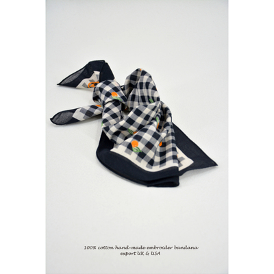 棉质印花格纹小方巾丝巾围巾发带