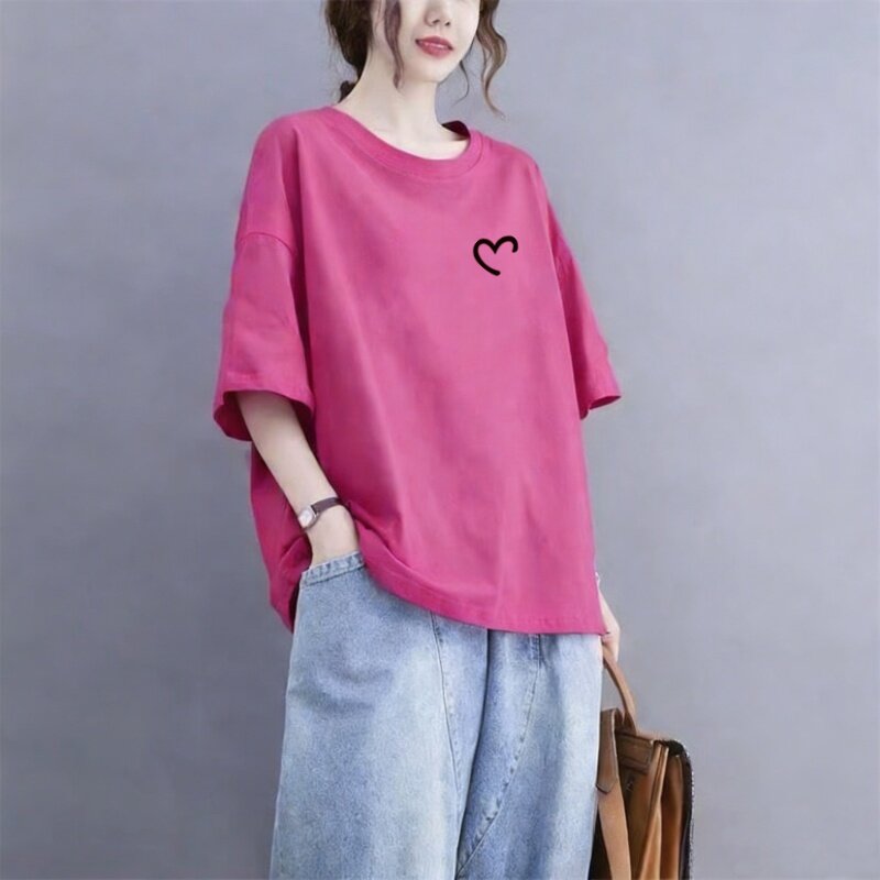纯棉短袖女大码t恤女装休闲宽松显瘦半袖上衣夏装200斤打底
