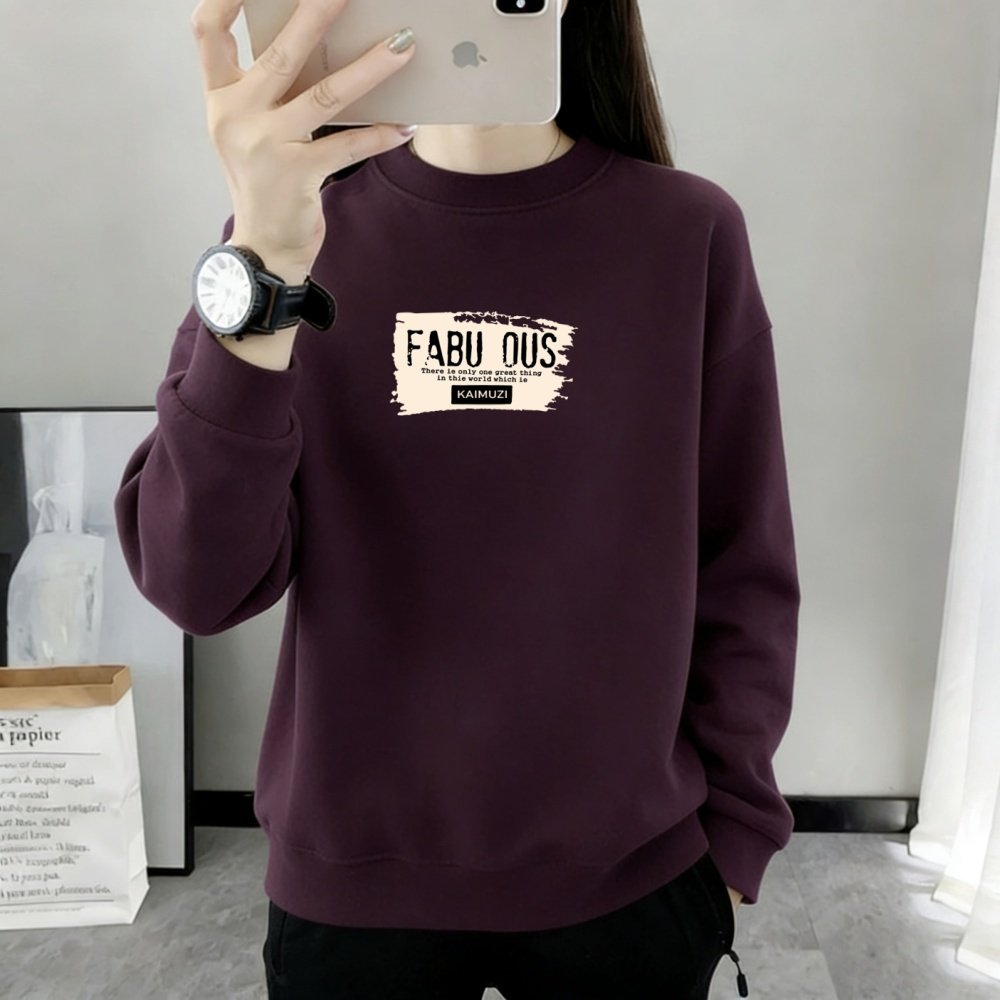 圆领秋冬卫衣女加绒加厚宽松显瘦长袖外套休闲套头外穿百搭上衣服