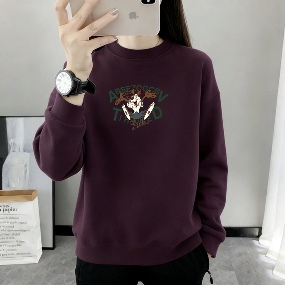 圆领秋冬卫衣女加绒加厚宽松显瘦长袖外套休闲套头外穿百搭上衣服