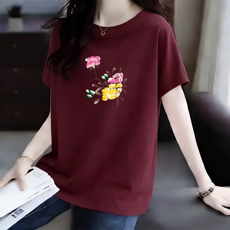 200斤大码女装纯棉短袖t恤女宽松显瘦遮肚子内搭半袖上衣潮妈妈装