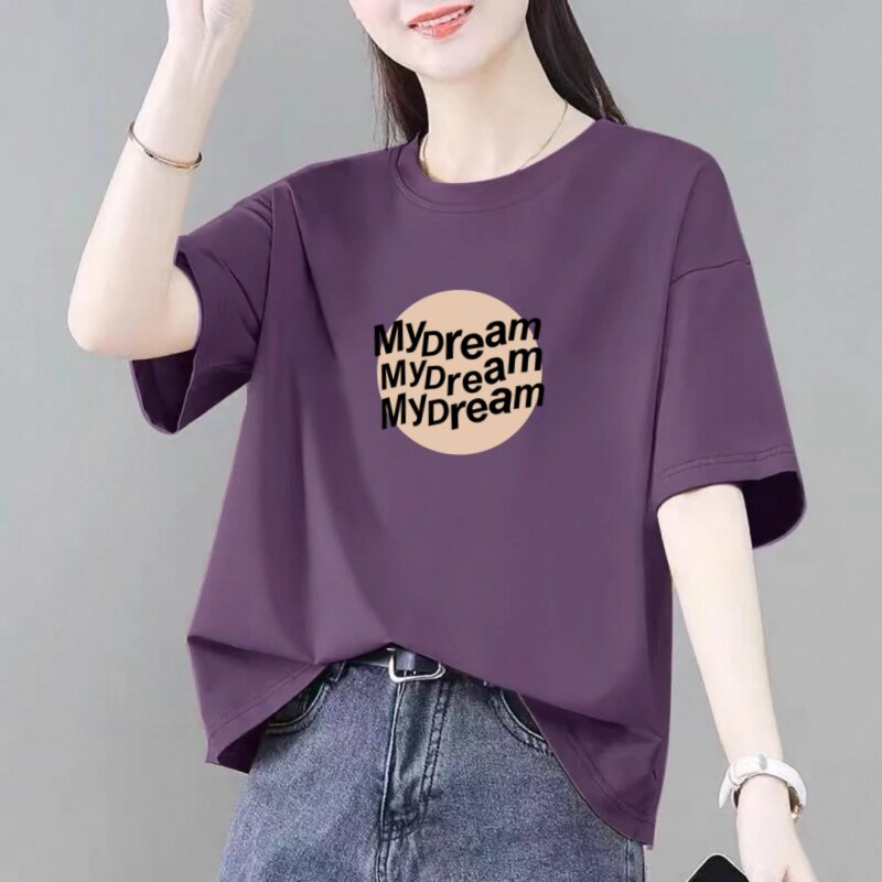 清仓捡漏～短袖t恤女款夏2026体恤百搭纯棉圆领宽松妈妈装打底衫