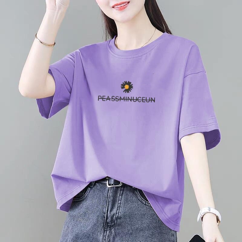 纯棉短袖t恤女士2026新款爆款大码女装胖mm宽松洋气遮肚子上衣潮