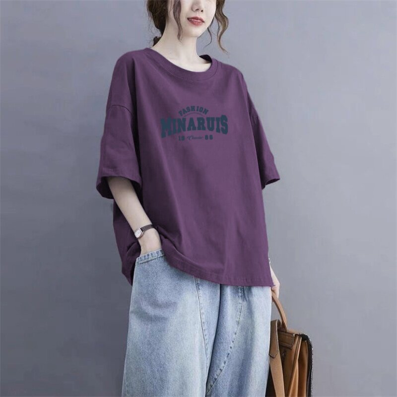纯棉短袖t恤女士2026新款爆款大码女装胖mm宽松洋气遮肚子上衣潮