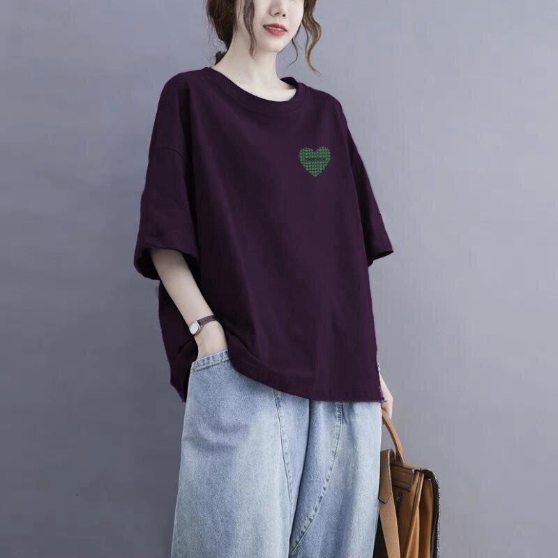 胖mm短袖t恤女纯棉夏装2026新款大码女装200斤宽松显瘦遮肚子上衣