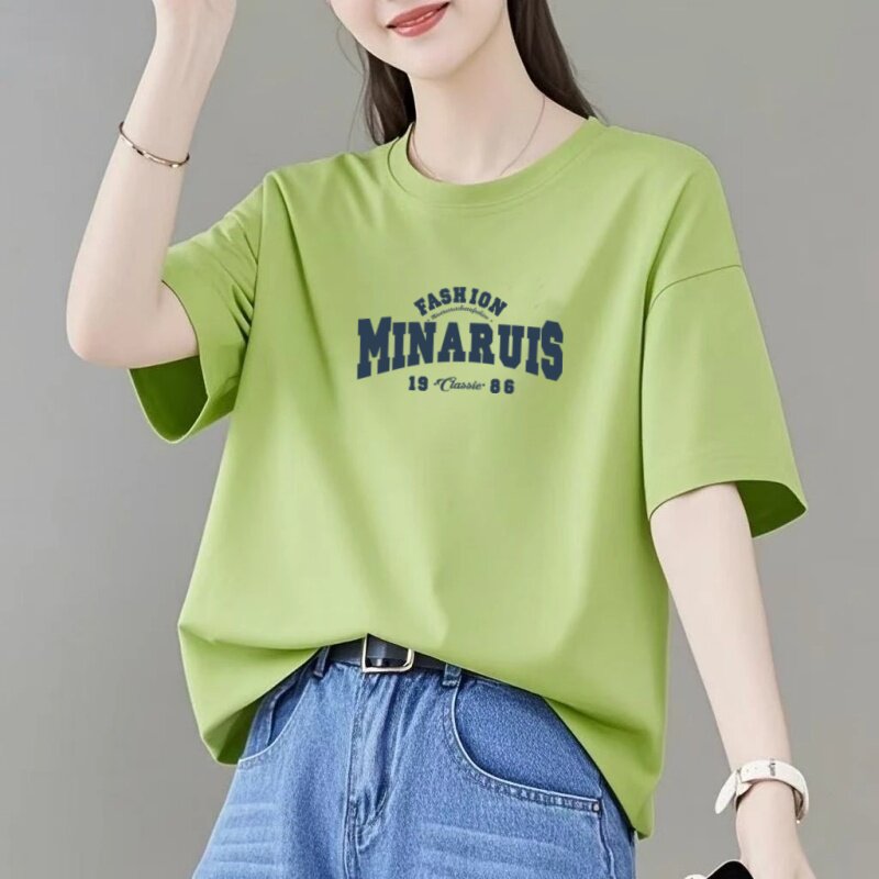 2026夏季新款白色短袖t恤女外穿时尚宽松显瘦百搭慵懒风上衣ins潮