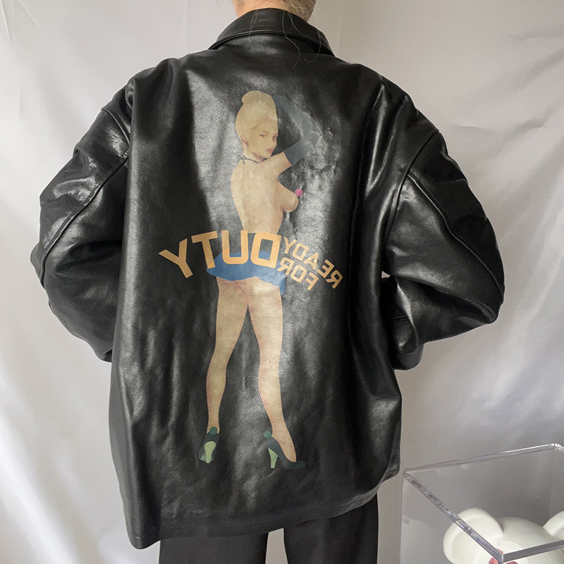 -EvanXX 原创暗黑风Archive档案款04人鱼梦露皮衣夹克