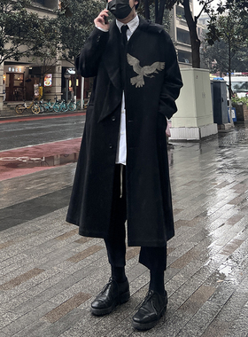 -EvanXX 原创暗黑风11aw拔染法兰绒双层款乌鸦大衣外套