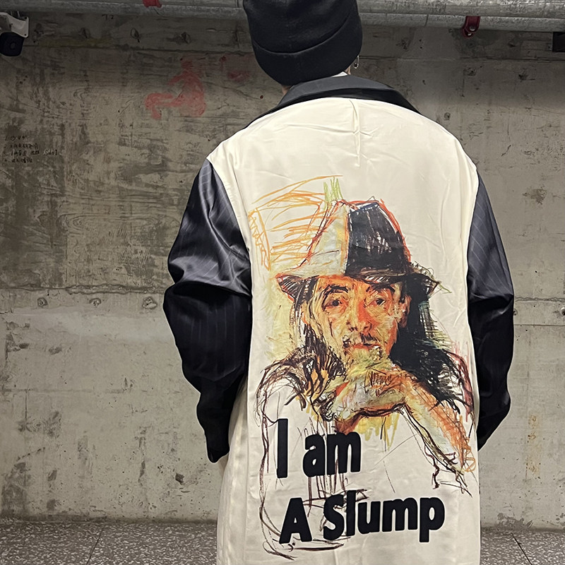 -EvanXX 原创暗黑风朝仓双面穿真丝拔染老头羊毛大风衣