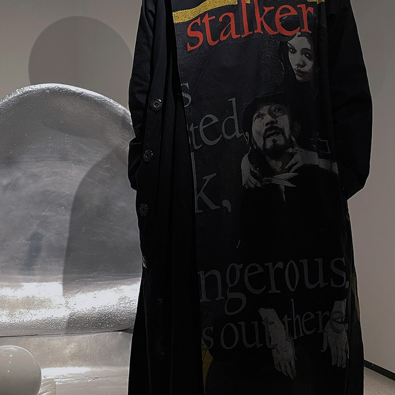 -EVANXX ORIGINAL YOHJI YAMAMOTO DARK WIND MURDER OLD MAN COAT WOOL TRENCH COAT JACKET