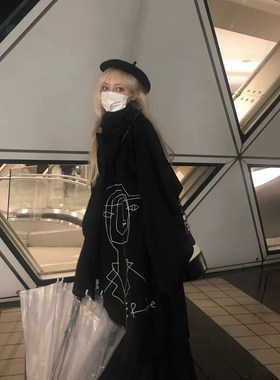-EvanXX 原创暗黑风单围巾款宫泽理惠刺绣设计西装外套