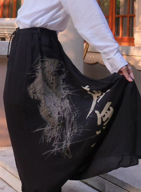-EvanXX 原创暗黑风虚无妄想hakama阔腿裤裙裤剑道裤