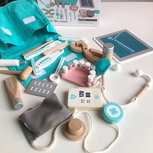 儿童角色扮演牙医生诊断盒大游戏木制仿真包亲子保健品互动医具