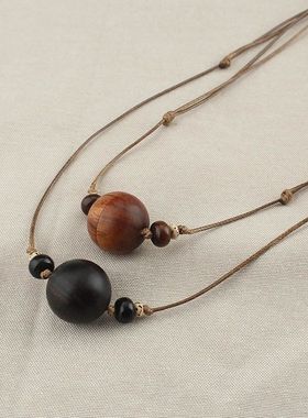 吊坠复古紫光檀木珠香丸盒子项链男女通用in配饰串珠度假风可打开