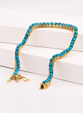 跨境热销波西米亚风松石手链 个性网球链 复古民族风手链现货