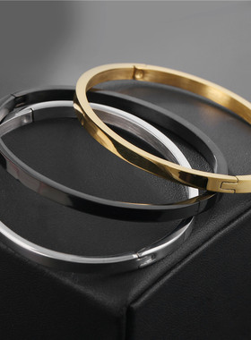 现货简约光面手镯男欧美爆款不锈钢手环真空电镀不掉色手镯现货