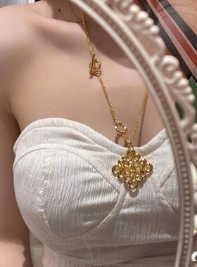 罗家金色项链简约配饰金属颈链锁骨链精致女款新款毛衣链小众气质