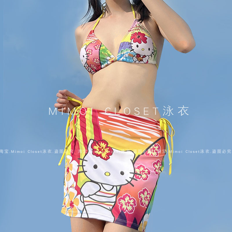 Mimoi少女可爱复古千禧比基尼泳衣hellokit*ty猫三件套性感bikini高性价比高么？