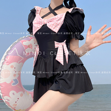 Mimoi Closet新款短袖可爱裙式泳装连体大码微胖泡温泉游泳衣女款