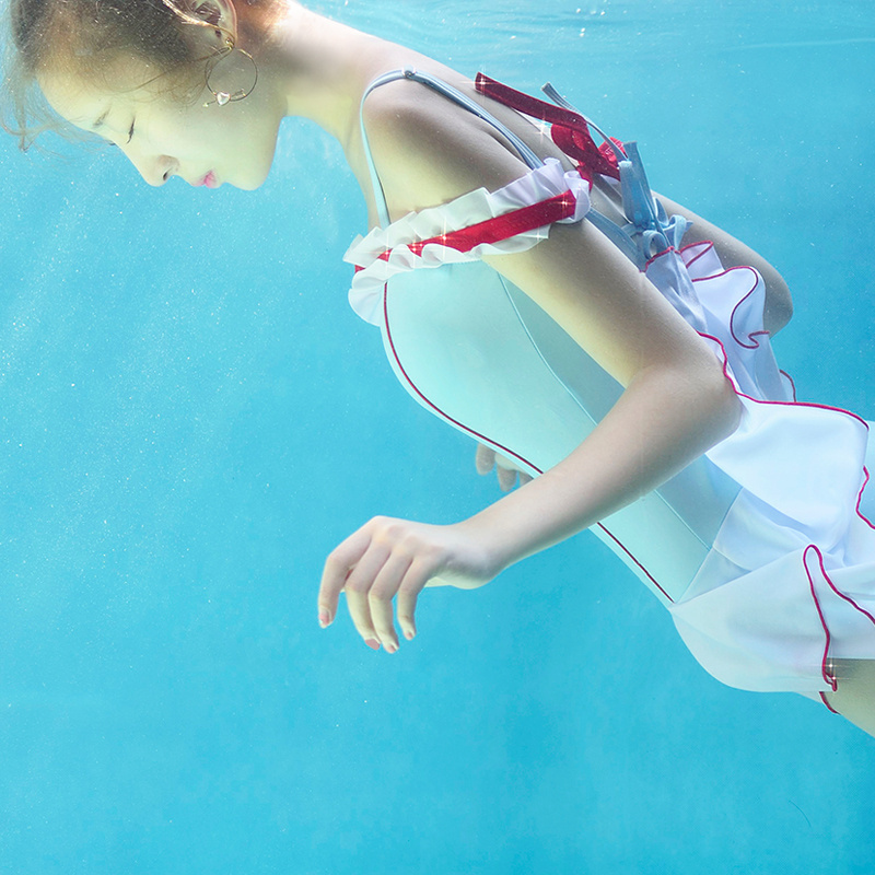 MimoiCloset纯欲一字肩游泳衣女