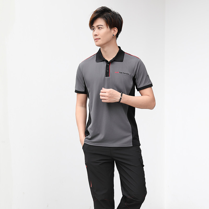 新款奥迪售后服务顾问工作服男士夏季T恤短袖灰色POLO衫维修工装