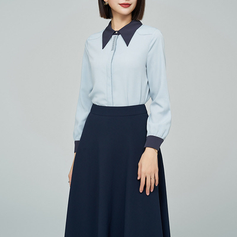 通勤风长袖衬衫两件套裙女职业装