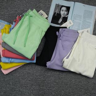 女式 运动裤 休闲裤 毛圈棉收脚口长裤 子 中高腰秋装 纯棉卫裤
