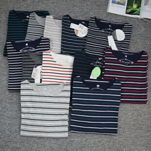 休闲中长款 纯棉打底衫 宽松100%棉 T恤圆领7分袖 外贸原单女式