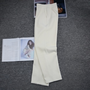 秋冬小直筒女裤长裤加绒厚款白色休闲裤中高腰