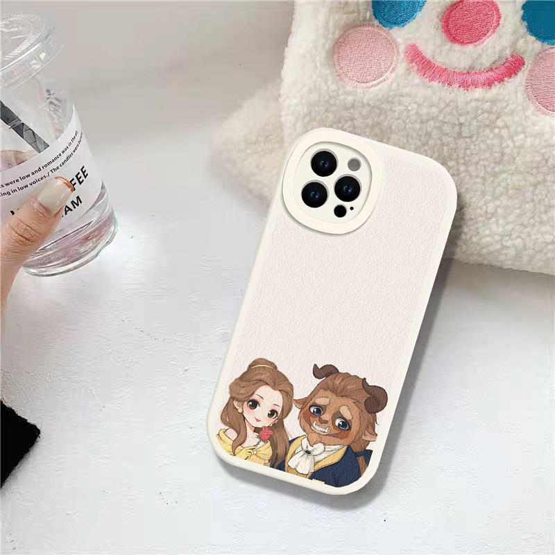 贝儿美女与野兽王子适用于苹果13Pro Max  15p14 11 16promax 6/7 8plus手机壳