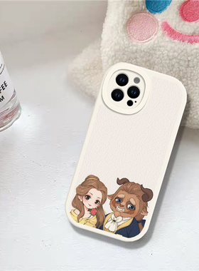 贝儿美女与野兽王子适用于苹果13Pro Max  15p14 11 16promax 6/7 8plus手机壳