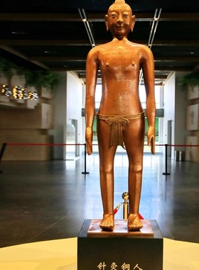针灸铜人中医馆人物渤言雕塑观赏