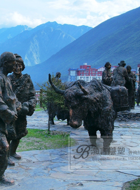 人物玻璃钢仿铜渤言雕塑铜古代