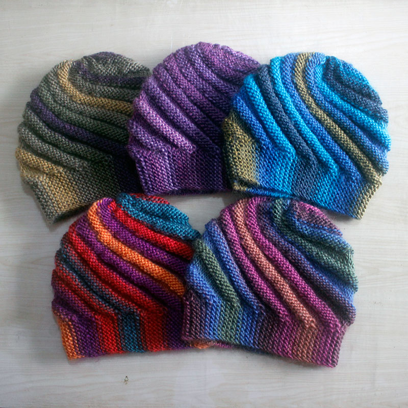 毛线帽子女冬季纯手工彩色棒针织帽羊毛保暖韩版时尚包头帽大头围