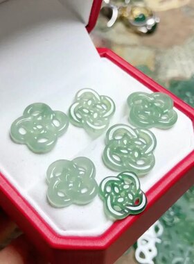 工厂价 天然A货翡翠蓝水吊坠14-15mm镂空配件迷你翡翠耳坠挂饰
