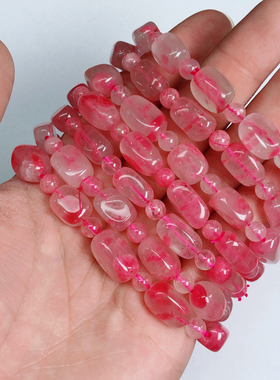 J134 6-9mm天然樱花雨蔷薇辉随行长桶珠单圈手串情侣首饰礼物