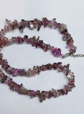 J069 天然超七水晶项链锁骨链岁岁平安原石项链能量水晶