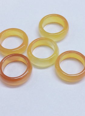 A904 天然玛瑙黄玉髓指环内疚19-20mm随机发货男款扳指跑环