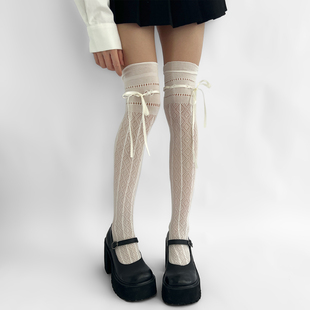 美拉德长筒袜子显瘦穿绳过膝袜堆堆大腿袜复古蕾丝女秋冬季 纯欲风