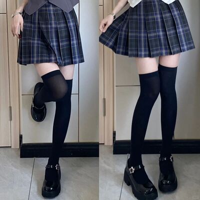 ins日系白色天鹅绒120D不透肉过膝高筒袜JK长筒百搭经典打底丝袜