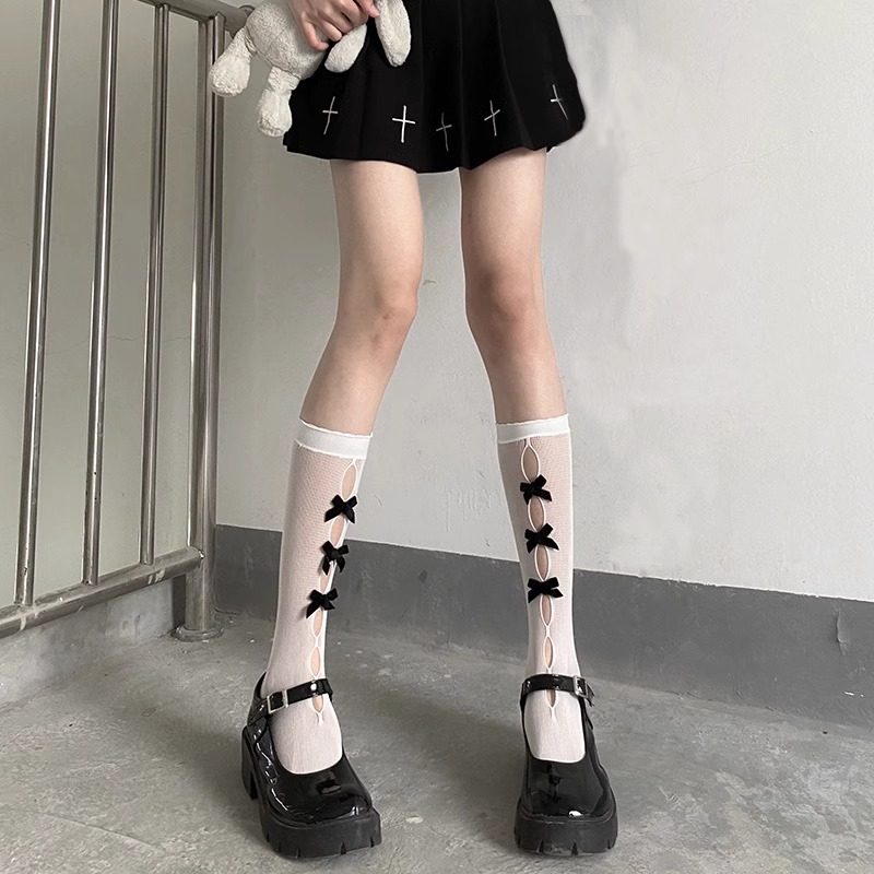 日系Lolita可爱多色镂空蝴蝶结渔网袜少女学院风甜酷堆堆jk小腿,女士内衣/男士内衣/家居服,长筒袜,淘宝优惠券,粉丝福利购,淘宝优惠卷