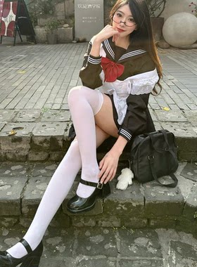 春秋JK天鹅绒压力袜ins日系网纱半截丝袜女cosplay女仆长袜趣