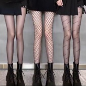 jk连裤 夏季 性感黑丝字母印花薄款 袜外穿防勾丝不掉档打底y2k渔网