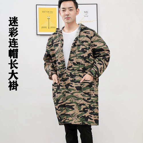 Камуфляжный длинный лонгслив с капюшоном для работы подходит для мужчин и женщин, свободный крой