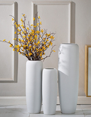 现代简约客厅北欧落地花瓶大号陶瓷干花装 插花摆件白色花瓶 饰欧式
