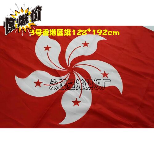 3号宽128长192cm中国香港区旗紫荆花旗 国旗党旗团旗旗子定制定做