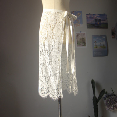 蕾丝透视直筒镂空屁帘短裙围裙